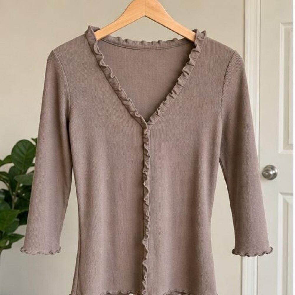 Taupe Button Blouse